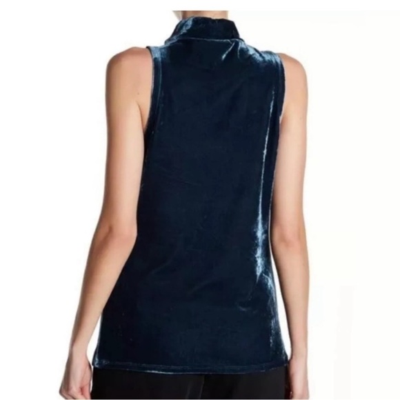 J. Crew Blue Velvet Sleeveless Mock Neck Top Size Small - Picture 2 of 8